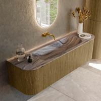 Badmeubel Mondiaz Kurve-Dlux | 160 cm | Meubelkleur Dusk | Wastafelkleur Sombra | Solid surface | Wasbak midden spoelbak | Zonder kraangat(en) Badmeubel Mondiaz Kurve-Dlux | 160 cm | Meubelkleur Dusk | Wastafelkleur Sombra | Solid surface | Wasbak midden spoelbak | Zonder kraangat(en)