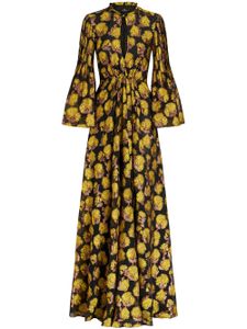 ETRO robe longue imprimée à design plissé - Noir