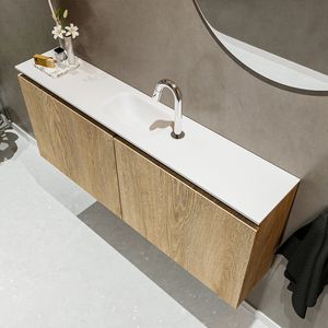 Mondiaz Ture 120cm toiletmeubel washed oak met wastafel talc midden 1 kraangat