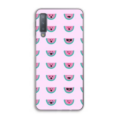 Smiley watermeloenprint: Samsung Galaxy A7 (2018) Transparant Hoesje