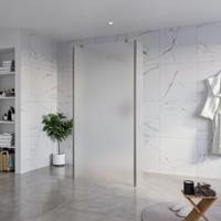 Fortifura Galeria Vrijstaande Inloopdouche - 100x200cm - Glas mat - antikalk - 8mm veiligheidsglas - 2 zijwanden 30cm - wandsteunen en hoekprofielen - Geborsteld Gunmetal PVD SW927771 2x/SW797927/SW797931 2x/SW798732 2x