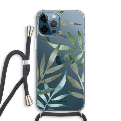 Tropical watercolor leaves: iPhone 12 Pro Transparant Hoesje met koord