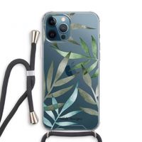 Tropical watercolor leaves: iPhone 12 Pro Transparant Hoesje met koord