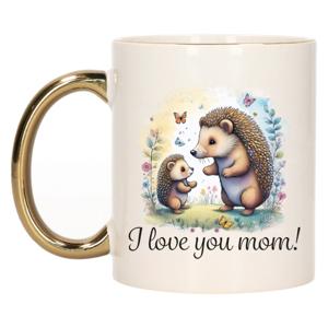 Cadeau koffie/thee mok mama - gouden oor - I love you - egeltjes - 300 ml - Moederdag