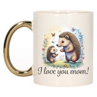 Cadeau koffie/thee mok mama - gouden oor - I love you - egeltjes - 300 ml - Moederdag Cadeau koffie/thee mok mama - gouden oor - I love you - egeltjes - 300 ml - Moederdag
