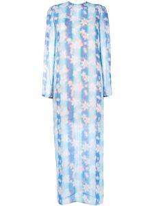 Nina Ricci robe longue fleurie à manches longues - Bleu