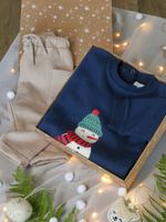 Kerstset voor baby: sweater + broek en koffer marineblauw