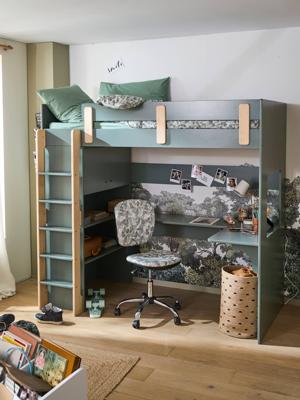 Gecombineerd mezzaninebed EVEREST XXL kaki