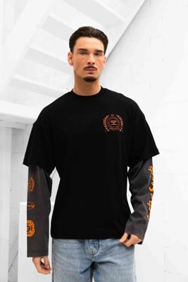 Jorcustom Dutch Nation Double Layered Longsleeve T-Shirt Heren Zwart/Grijs - Maat M - Kleur: DonkergrijsZwart | Soccerfanshop