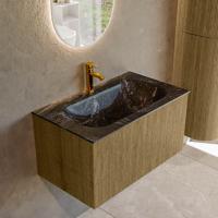 Badmeubel Mondiaz Kurve-Dlux | 80 cm cm | Meubelkleur Dusk | Wastafelkleur Lava | Solid surface | Wasbak midden spoelbak | 1 kraangat