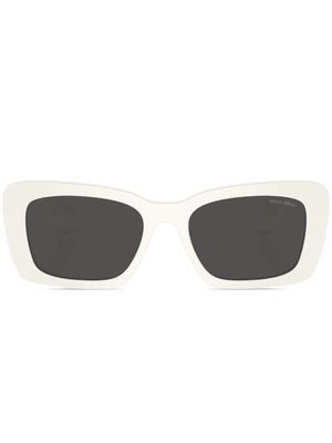 Miu Miu Eyewear lunettes de soleil carrées à plaque logo - Blanc