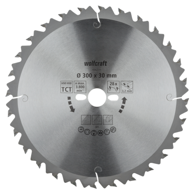 Wolfcraft HM Cirkelzaagblad | 28 td | Ø300 x 30 x 3,2mm | 1 stuk - 6662000