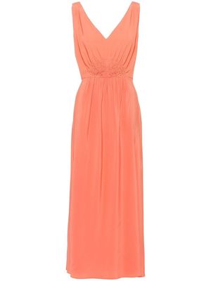 Miu Miu robe en soie à fronces - Orange