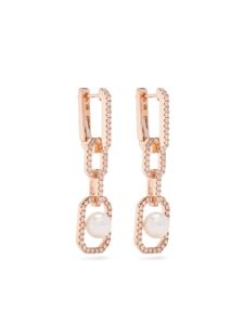 SHAY boucles d'oreilles à perles en or 18ct pavées de diamants