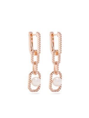 SHAY boucles d'oreilles en or jaune 18ct à diamants et à perles