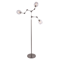 Vloerlamp Graham 3L Zwart frame - 3 glas keuze - ledlampen inclusief