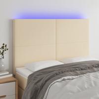 Hoofdbord LED 144x5x118/128 cm stof crèmekleurig
