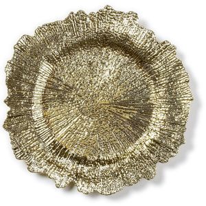 Kaarsenbord/plateau goud asymmetrisch 33 cm rond   -