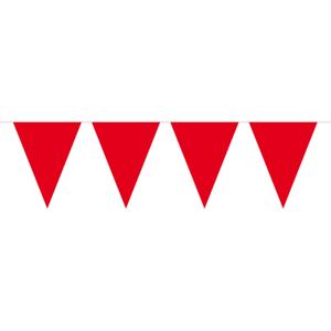 Vlaggenlijn met Feestvlaggetjes in XL formaat - rood - 10 meter - plastic - versiering