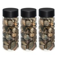 3x Potjes middelgrote decoratie/hobby stenen bruin 750 gram - thumbnail