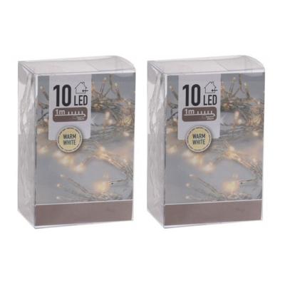 Kerstverlichting lichtsnoer - 10x - 10 led lampjes - warm wit - 1 meter - op batterij