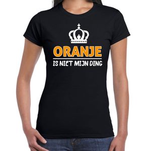 Koningsdag t-shirt - oranje is niet mijn ding - dames - zwart