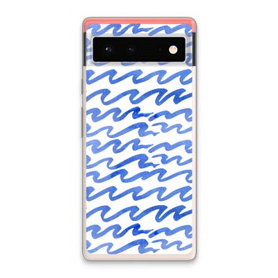 Blauwe golven: Google Pixel 6 Transparant Hoesje