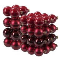 52x stuks glazen kerstballen rood/donkerrood 6 en 8 cm mat/glans - thumbnail