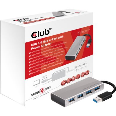 USB 3.0 Hub 4-Port + Power Adapter USB-hub