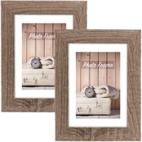 ZEP Fotolijstje - 2x stuks - bruin - hout - voor foto van 10 x 15 cm - woondecoraties - accessoires