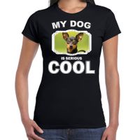 Dwergpinscher honden t-shirt my dog is serious cool zwart voor dames - thumbnail