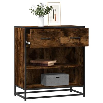 Dressoir 68x35x76 cm bewerkt hout gerookt eikenkleurig