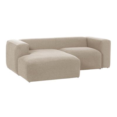 2-zitsbank Blok beige met chaise longue links 240 cm