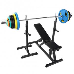 Gorilla Sports Fitnessbank met 150 kg Olympische Halterset - Professioneel - Halter met Gewichten