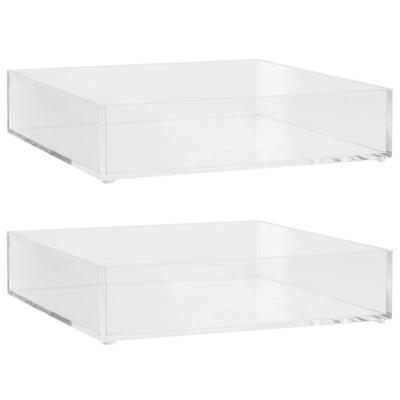 Set van 2x stuks 5five make-up houder box - 20 x 20 x 5 cm - transparant kunststof - organizer bakje Set van 2x stuks 5five make-up houder box - 20 x 20 x 5 cm - transparant kunststof - organizer bakje