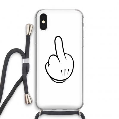 Middle finger white: iPhone X Transparant Hoesje met koord