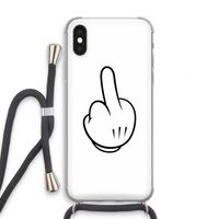 Middle finger white: iPhone X Transparant Hoesje met koord