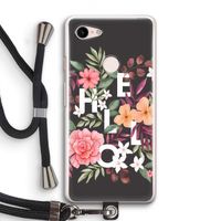 Hello in flowers: Pixel 3 Transparant Hoesje met koord Hello in flowers: Pixel 3 Transparant Hoesje met koord