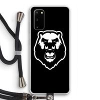 Angry Bear (black): Samsung Galaxy S20 Transparant Hoesje met koord
