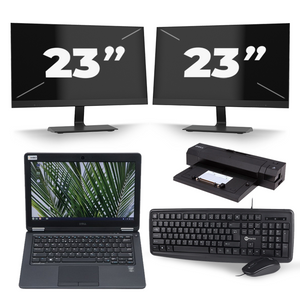 Dell Latitude E7250 - Intel Core i5-5e Generatie - 12 inch - 8GB RAM - 128GB SSD - Windows 11 + 2x 23 inch Monitor