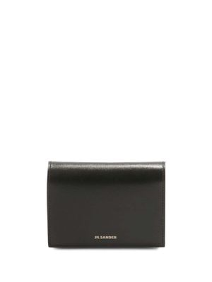 Jil Sander porte-cartes en cuir à logo embossé - Noir