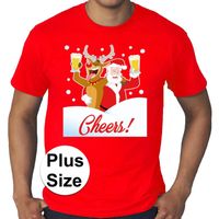 Plus size Fout kerstborrel shirt / kerst t-shirt Drunk Santa rood voor heren 4XL  -