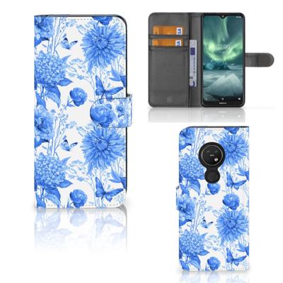 Hoesje voor Nokia 7.2 | Nokia 6.2 Flowers Blue Hoesje voor Nokia 7.2 | Nokia 6.2 Flowers Blue