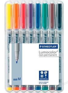 Staedtler Lumocolor 315, OHP-marker, non permanent, 1,0 mm, box van 8 stuks in geassorteerde kleuren
