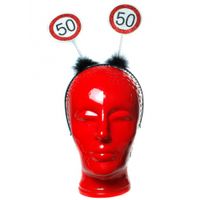 Haarband 50 jaar met verkeersbord print Haarband 50 jaar met verkeersbord print