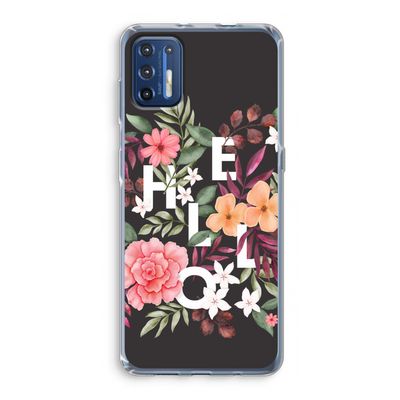 Hello in flowers: Motorola Moto G9 Plus Transparant Hoesje