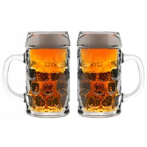 Oktoberfest Bierglazen/Bierpullen - 2x - glas - 1 liter - met handvat - het klassieke model