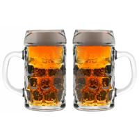 Oktoberfest Bierglazen/Bierpullen - 2x - glas - 1 liter - met handvat - het klassieke model