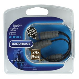 Bandridge Stereo Audiokabel 3.5 mm Male naar 2x 3.5 mm Female 0.2 m Blauw | 1 stuks - BAL3200 BAL3200