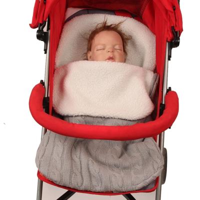 Dikke baby Swaddle wrap brei envelop slaapzak pasgeboren baby warme bands indoor baby wandelwagen slaapzak (lichtgrijs)